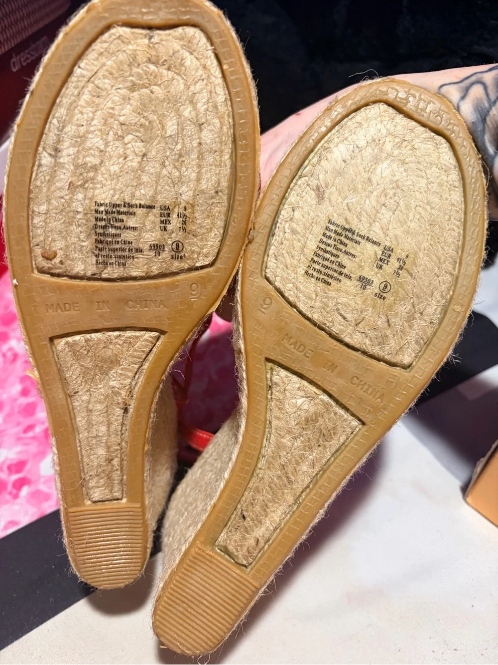 NIB Vintage Red Espadrille Wedge Slingback Wedge Sandals- 9